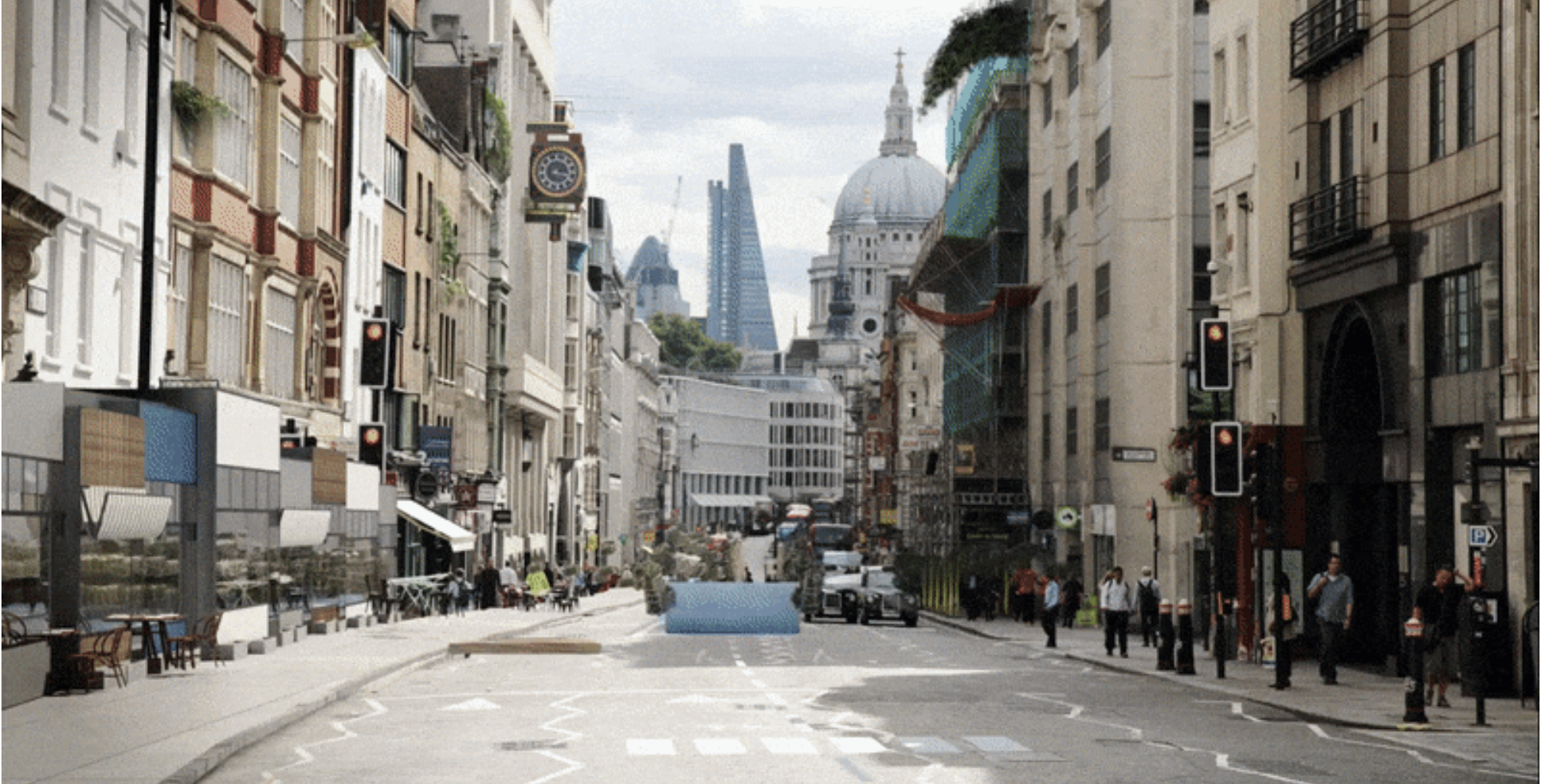 City street before greening